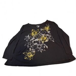 Just my size Black and yellow Floral Long Sleeve Top